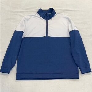 Puma Men’s Blue & White Quarter-Zip Pullover – Size L